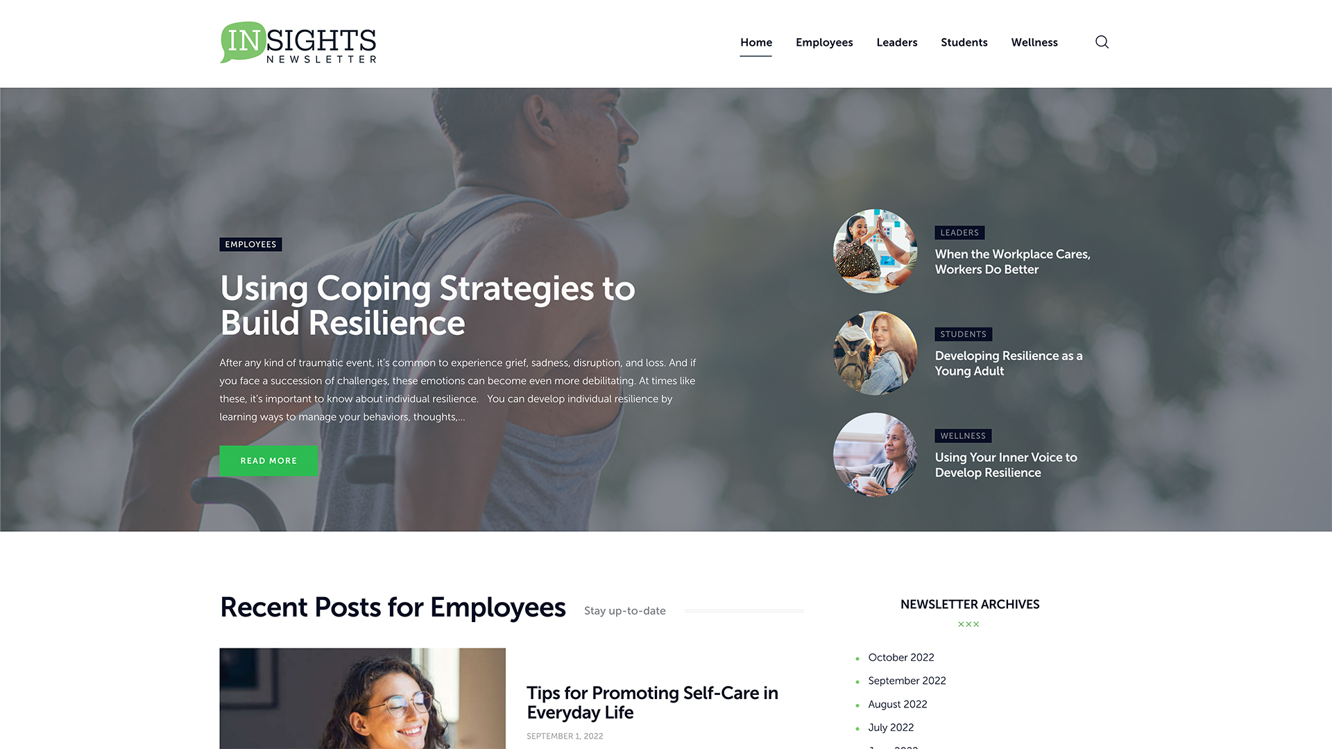 Screenshot of Insights Homepage